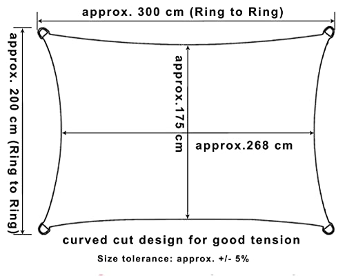 WOLTU Sun Shade Sail 2x3 m Water Resistant Sail Shade Polyester UV Block with Free Rope Sunscreen Awning Canopy for Outdoor Garden Patio Yard Party,Grey