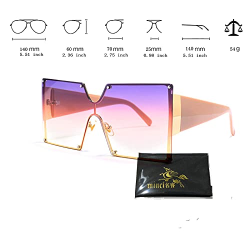 Image of mincl /Oversized Shield Sunglasses Woman 2019 Fashion Luxury Shades UV400 Vintage Flat Top Futuristic Sunglasses