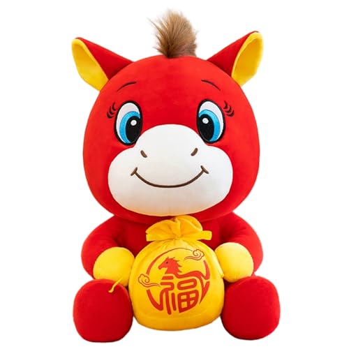 Figurine de Mascotte Cheval Peluche Finition Soignée pour Nouvel An 2026
