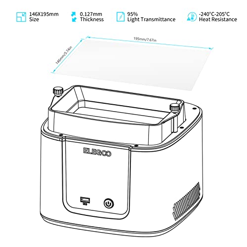 Elegoo 5Pcs Pfa Release Liner Film With 0.127Mm Thickness And Stronger Release Functionality,Compatible Mars 3 And Mars 3 Pro Resin 3D Printer. #TOP4