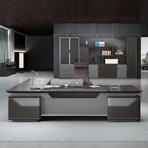 Image of Luxury Modern Executive Director Table with Integrated Storage, Premium Wood Finish, Sleek Panel Design & Spacious Work Surface for Corporate Offices (LDL-764 MDFL L6W3)