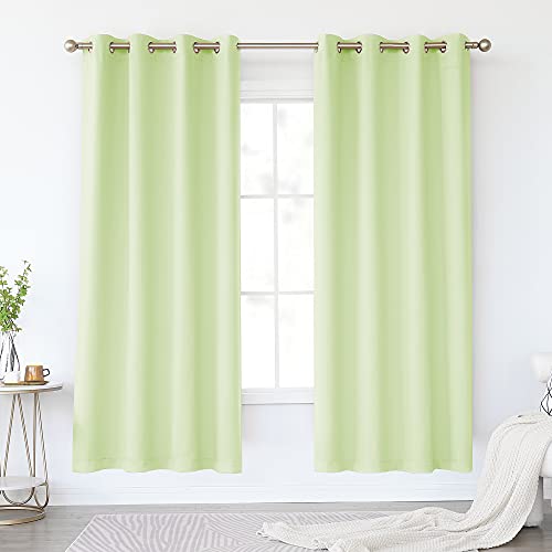 KEQIAOSUOCAI Light Green Blackout Curtains 72 Inch for Bedroom -