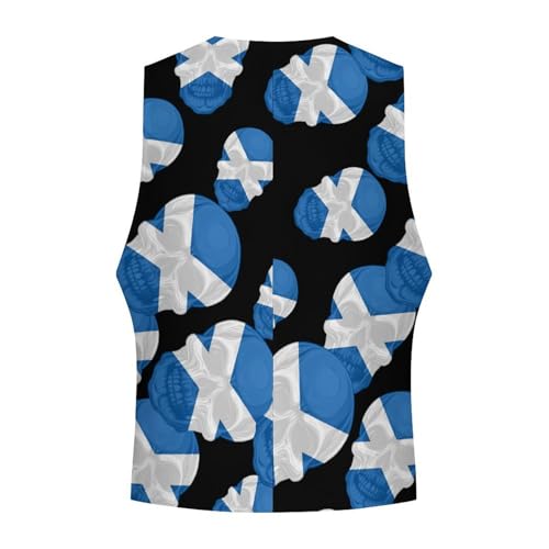 Scotland Flag Skull Men's Suit Vest Waistcoat Vests Formal Dress with 2 Pockets for Business Casual Tuxedo4