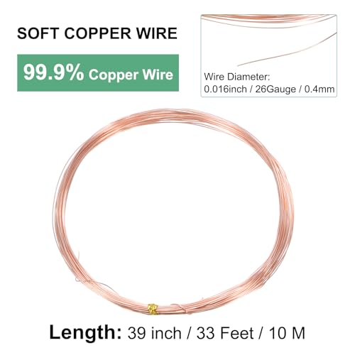 M METERXITY 99.9% Soft Copper Wire, 26 Gauge 33FT Pure Copper Wire for DIY Crafting/Jewelry Making/Gardening Plant/Beading - Image 3