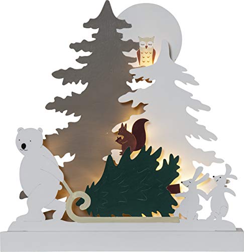 Décoration lumineuse de Noël en bois forêt d'hiver Star Trading Wald
