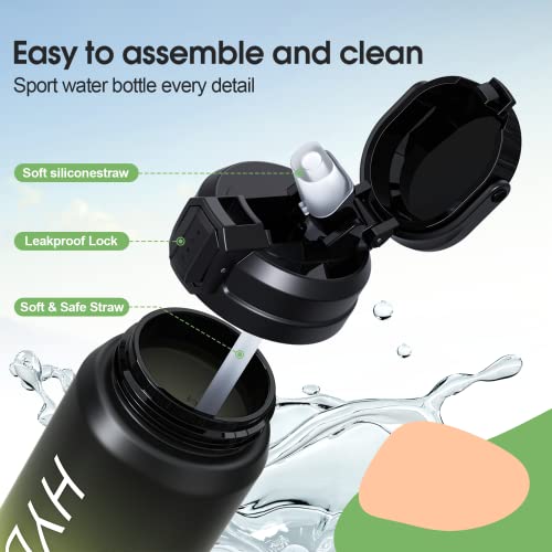 Y&3 32Oz Water Bottle With Straw & Time Marker, Motivational Water Bottle With Handle, Leakproof, Tritan Bpa Free Water Jug, For Fitness, Gym, Outdoor (Black Yellow Gradient) #TOP4