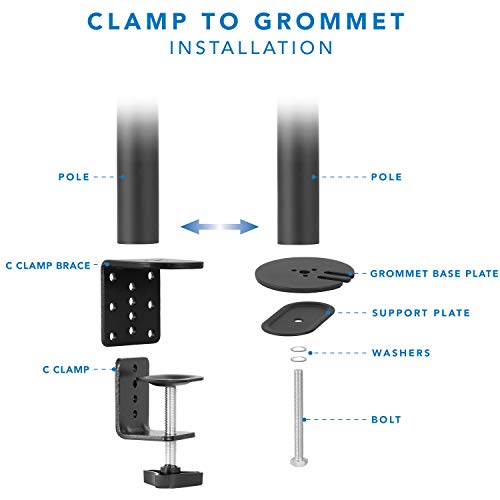 Mount-It! Large Monitor Desk Mount with VESA 200 (200x200, 200x100) Bolting Pattern, Fits up to 42 Inch and Ultrawide Monitors, Full Motion with Clamp and Grommet Base by Mount-It! - Image 4