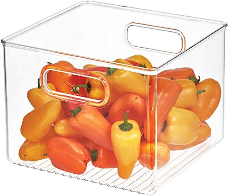 iDesign Kitchen Binz BPA-Free Plastic Deep Stackable Organizer with Handles - 8 x 8 x 6, Clear (Pack of 2)