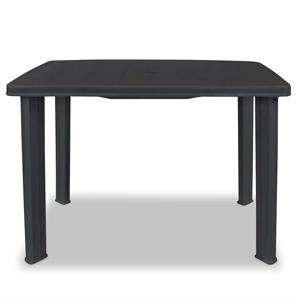 vidaXL Mesa de Jardín 101x68x72 cm, Plástico, Antracita, Resistente a la Intemperie, para Balcón o Jardín, Agujero para Sombrilla 3,6 cm, Mesa Exterior