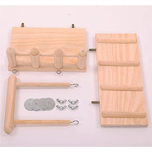 TeTupGa Hamster Bird Perches Cage Toys Parrot Wooden Platform With Climbing Ladder Playing Gyms Exercise Stands Wood Swing Chewing Toys Sets For Animals Green Cheeks, Baby Lovebird, Chinchilla, Budgie - Image 9
