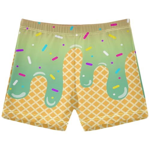 Boys Swim Trunks Quick Dry Kids Bathing Suit Green Color Ice Cream Toddler Swim Shorts Boardshorts Swimwear 3t