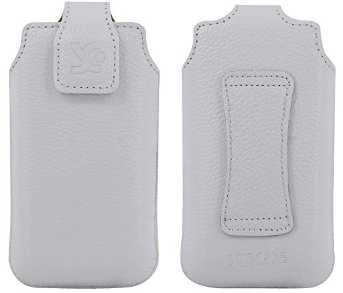 Étui en cuir Suncase original blanc pour Gigaset GL795, l'élégance premium