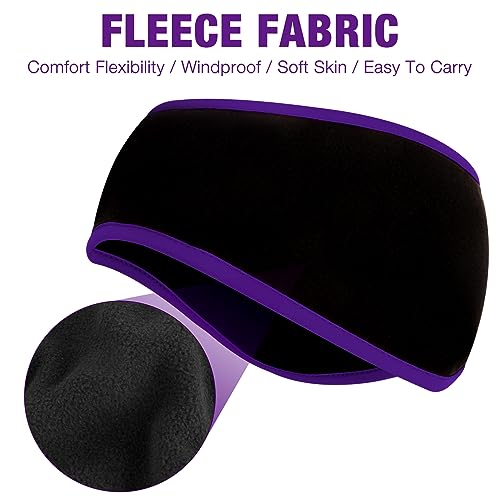 Image of Ear Warmers Headband, KOMAKE 2 Pack Earmuff Headband Fleece Earmuffs Running Headband Winter Ear Covers Moisture Wicking Sweatband Ski Sport Headband For Men & Women (Black+Gray)