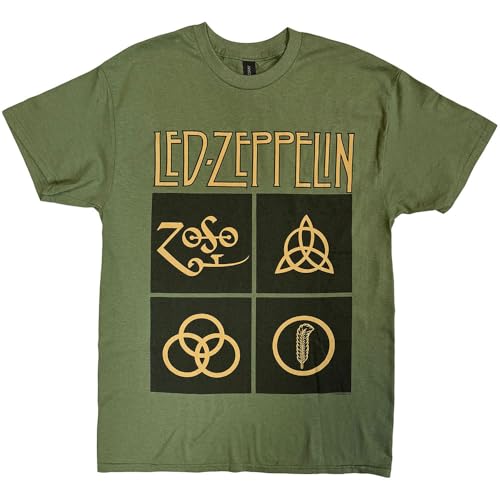 T-shirt Led Zeppelin Vert et Noir Idéal pour les Concerts Rock
