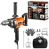 Drill Mixer Set, 20 Amp Corded Mixing Drill with 5/8″ All-Metal Chuck, 1100 RPM Heavy Duty Concrete Mud Mixer with 360° Adjustable D-Handle for Cement Mortar Paint Grout Plaster Thinset
