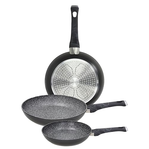 Tognana Sphera, Juego de 3 sartenes de 20/24/28 cm, aluminio forjado, negro