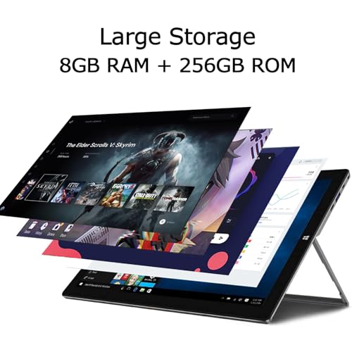 Image of Windows Tablet with Keyboard, 11.6 inch 2-in-1 Tablets Laptops Touchscreen Windows 11, Intel Celeron, 1920 * 1080 IPS 8GB RAM 256GB EMMC 2.4G /5G WiFi Bluetooth HDMI USB