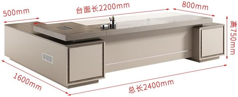 Modern Office Business L Shape Executive Desk Manufactured Wood Executive Desks Large Home Office Desk Rustic Computer Table with Drawers(94in)