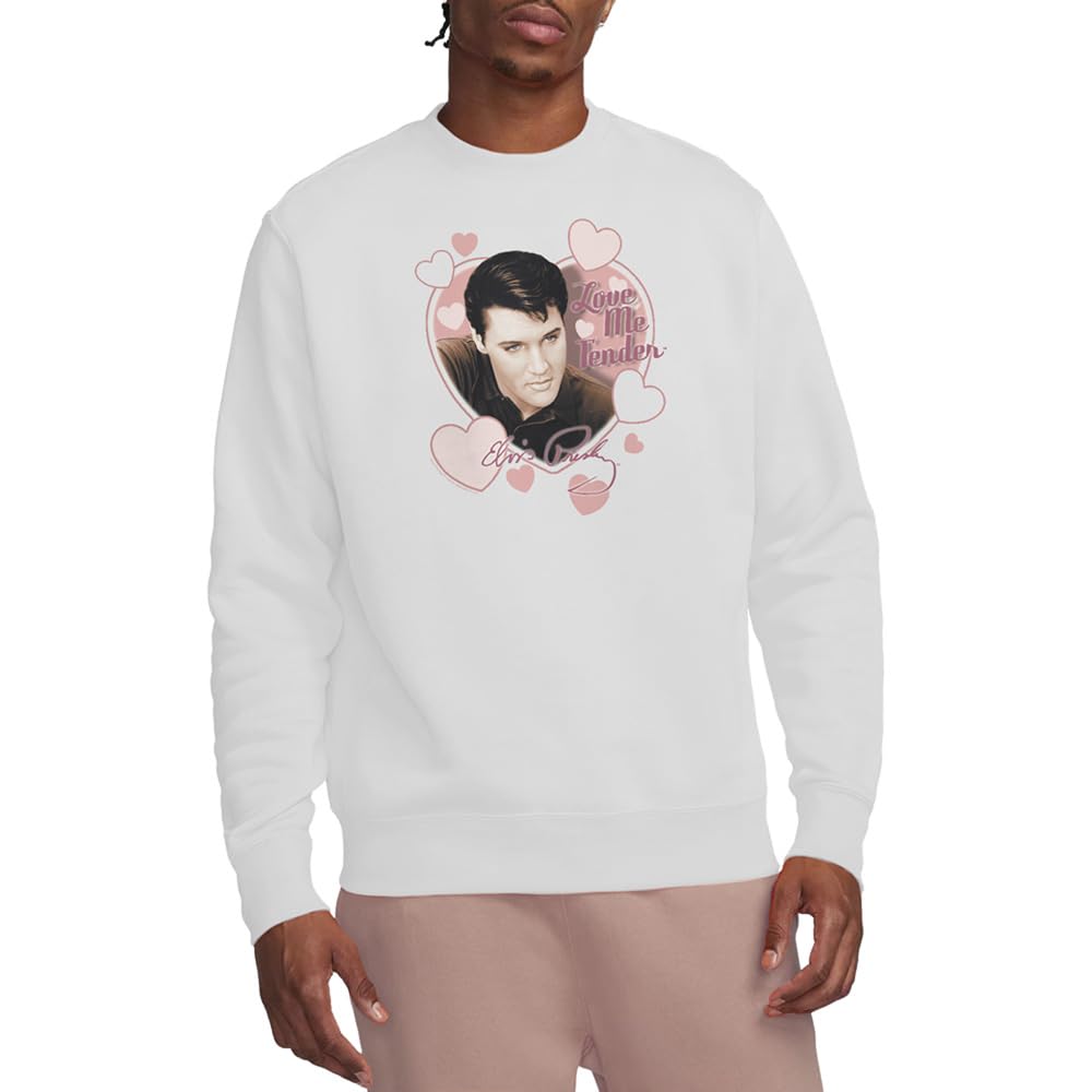 Elvis Presleylove Me Tender Unisex Sweatshirt, White, X-Large