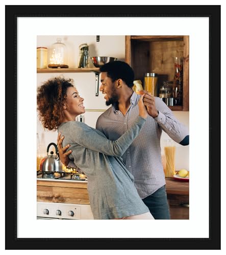 Amanti Art Picture Frame 20x24 Matted to 16x20 Photo Frame, Avon Black Narrow Wood Framing for your Wedding Photos, Family Pictures, Diploma, Certificate, Kids Art Gift for Mom or Poster Wall Decor