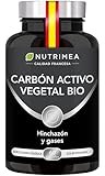 Carbón Activo Vegetal BIO 100% Natural - Gases, Hinchazón y Digestión - 95% de Carbono Alta Adsorción - 60 Cápsulas Veganas - Nutrimea