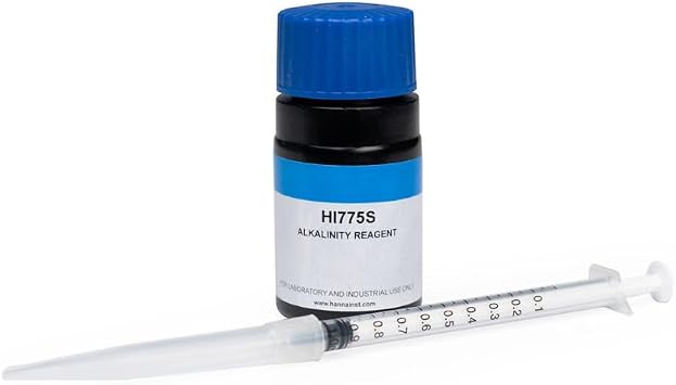 Hanna Reagent HI775-26 Freshwater Alkalinity Checker Reagents, Pre-Measured, Colorimetric Method, Yellow to Blue Color Range - 25 Tests