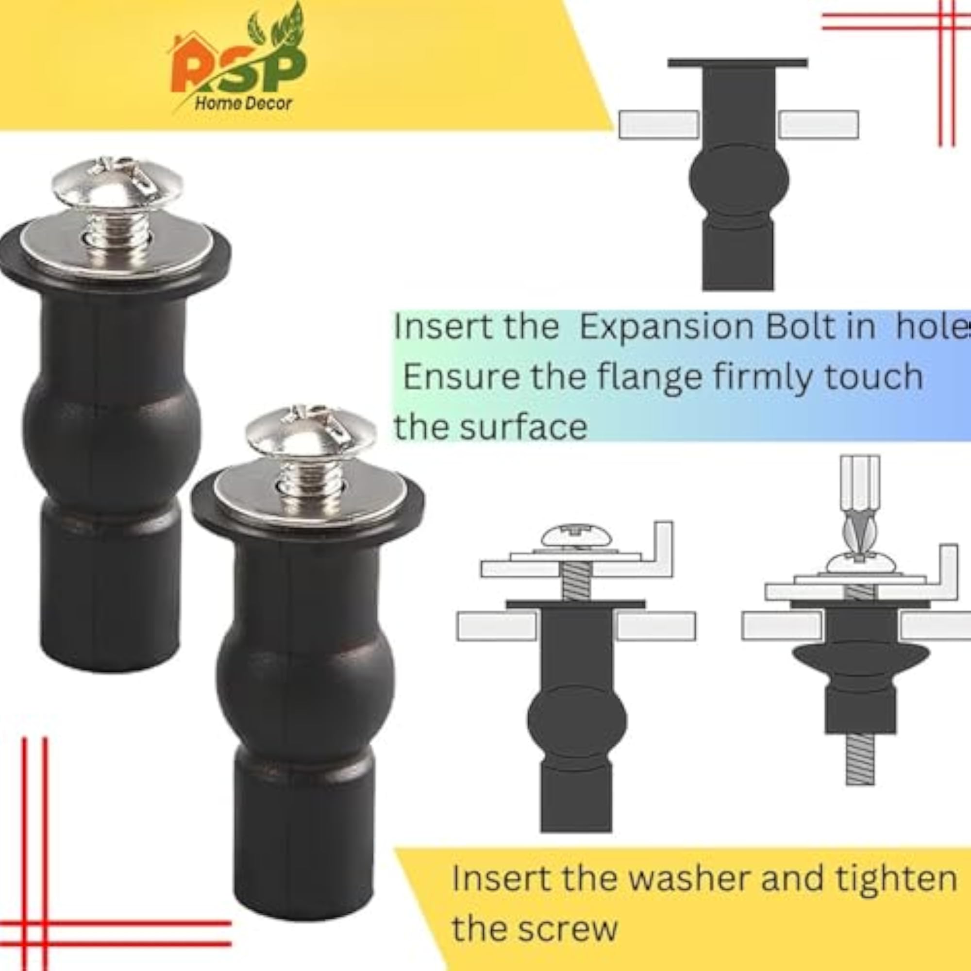 Universal Toilet Seat Cover Hinges, Expanding Rubber