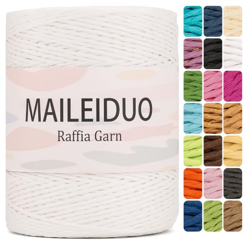 Image of Raffia Yarn for Crochet Bags Raffia Ribbon for Gift Wrapping 2mm X 328 Yards Raffia String Paper Ribbon Yarn for Sun Hat Beach Bag Crochet Crafting DIY Crafts