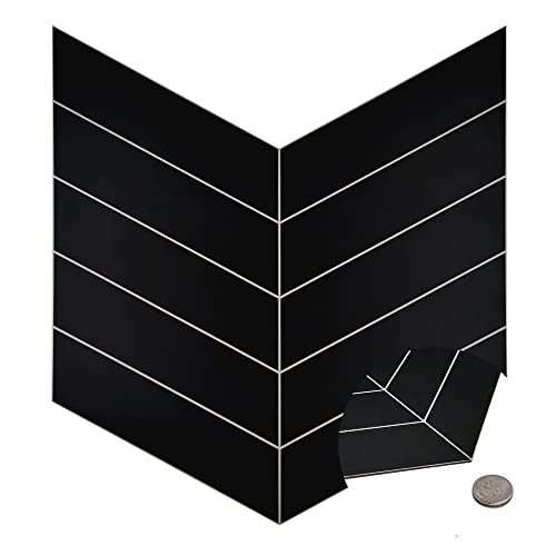 Sunwings Chevron Backsplash Tile For Kitchen Peel And Stick, Arrow Stone Composite Self Adhesive Tiles Mosaic Wall Tile For Kitchen 10 Sheets Black #TOP1