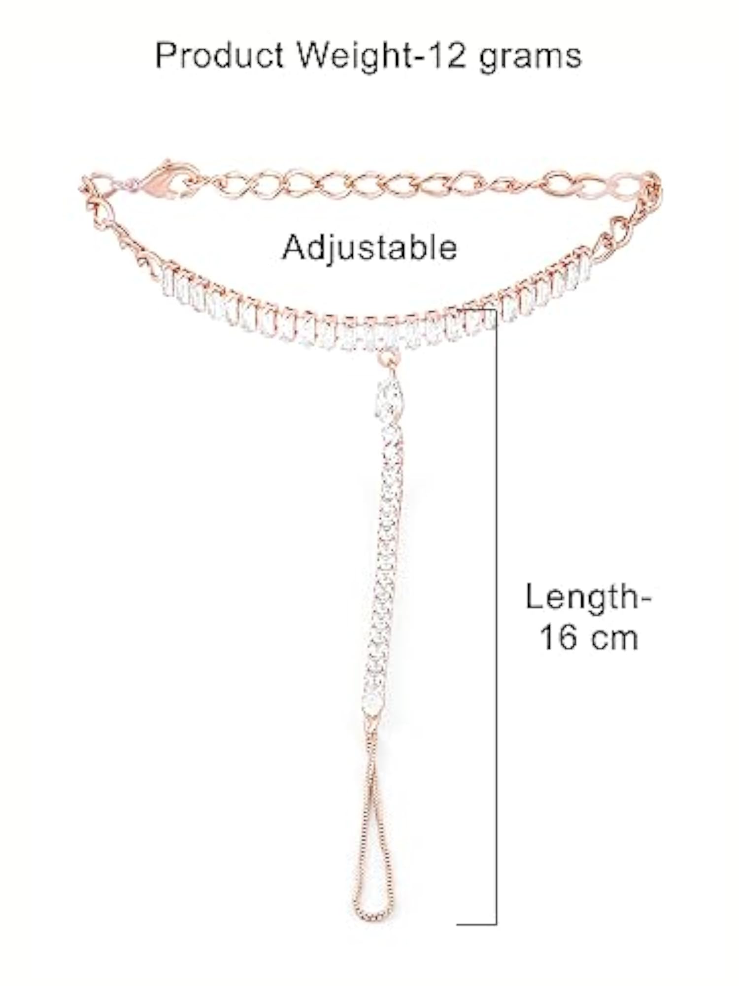 CZ Brass Hand Harness Bracelet For Women