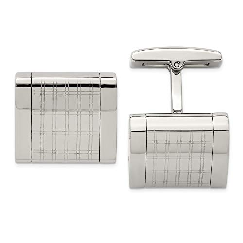 Mancuernillas para hombre de acero inoxidable con diseño láser miniatura 1