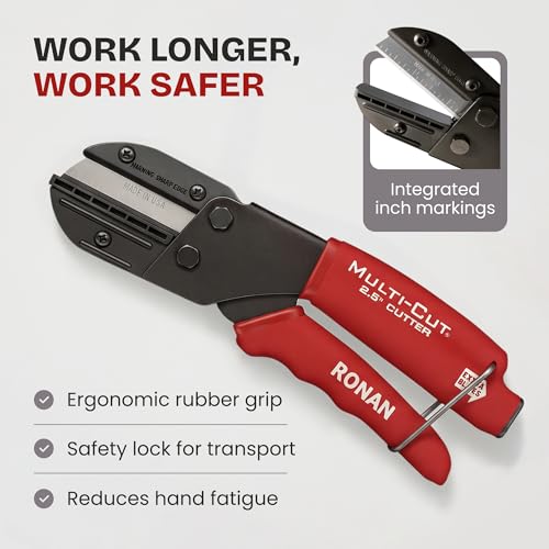 Image of Ronan Multi-Cut Industrial Cutter - Heavy-Duty Blade for Plastic, Rubber, Wood, Leather & More - Replaceable Blades, Safety Lock, Ergonomic Grip, 3 Extra Blades Included (Pack of 2)