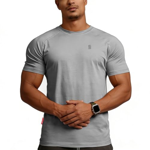 Image of Casual Short Sleeve Crew Neck Classic Wicking Breathable Fitness Muscle Athletic T Shirts Mens