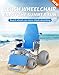 Aniwini Beach Wheelchair with Balloon Tires, Adjustable Reclining Backrest & Liftable Footrest, 330lbs Capacity, Beach Walker for Sand