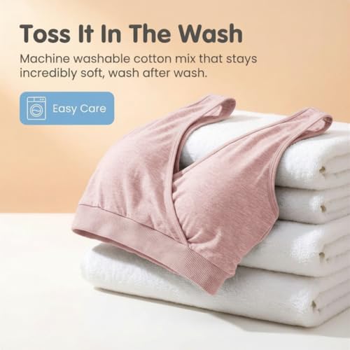 Image of The Mom Store Women's Cotton Maternity and Nursing Sleep Bra Sweat Resistant Convenient Feeding-Combo Pack