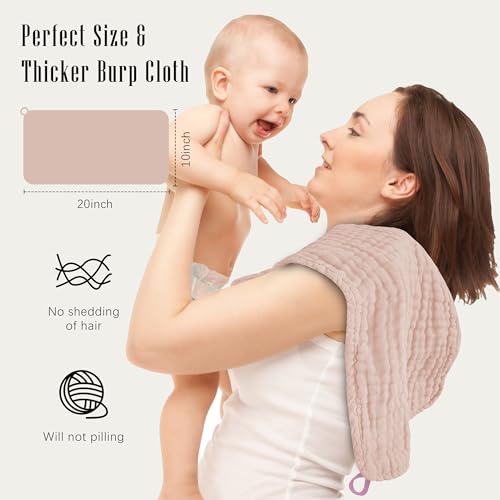 Image of SWEET DOLPHIN 12 Pack Muslin Burp Cloths Large 100% Cotton Burping Clothes for Baby Drool - Absorbent and Soft Boys & Girls Milk Spit Up Rags for Newborn Essentials Registry - Neutral Retro