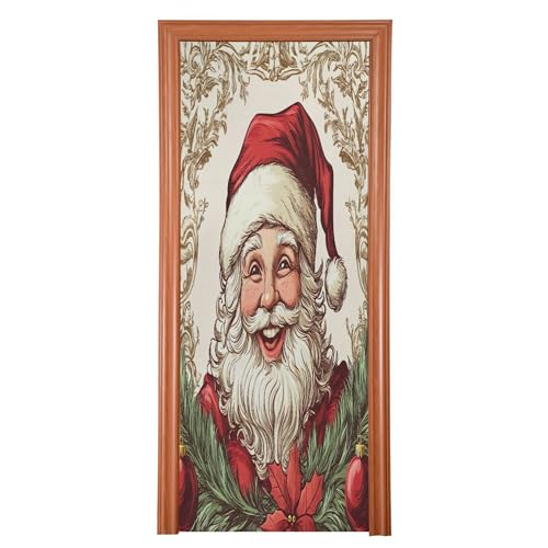 SEHANY Christmas Santa Door Cover Outdoor Decor, High Stretch Fabric Christmas Front Door Cover Christmas Banner Door Cover for Front Door Festive Party Home Decor 35 * 79inch
