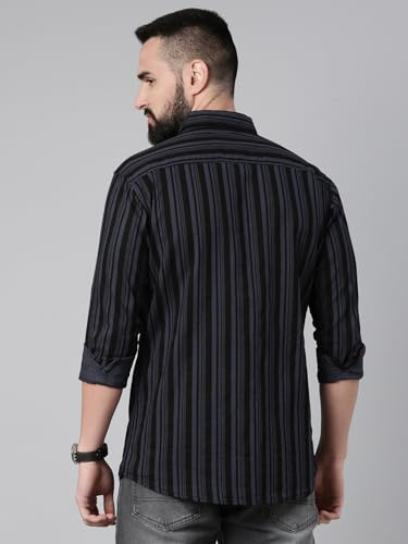 Image of Majestic Man Men's Standard Slim Fit Striped Pure Cotton Casual Shirt