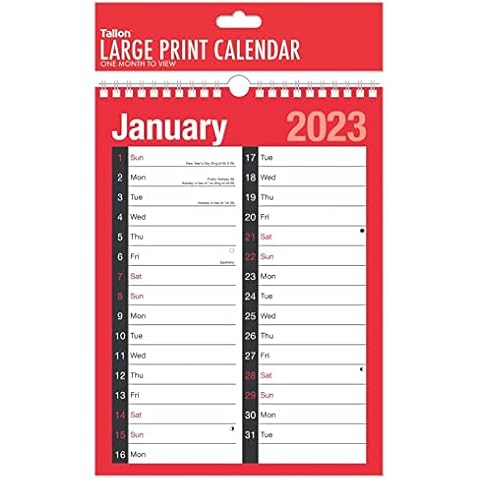 2023 Calendar Spiral Bound Wall Hanging Planner/ Organiser| Large Red and Black Calendar| For Home Business Office School| With 2023 Notable Dates & Forward Planner 2024 (Large Print Calendar) Cover