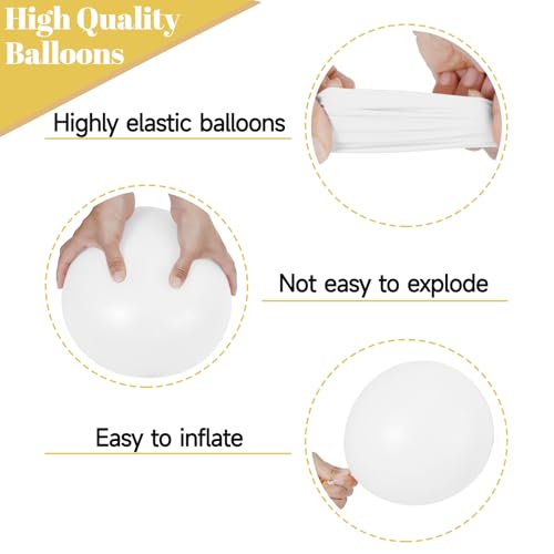 Image of 68Pcs Sand White Gold Confetti Balloons Kit 12 Inch Ballons Beige Pearl White Balloon Gold Party Balloons with Ribbons for Birthday Wedding engagement Baby Shower Graduation Decorations.