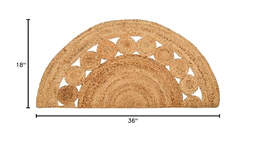 Tapete Boho Trenzado 1.5x3 ft Juta Natural Semicircular miniatura 3