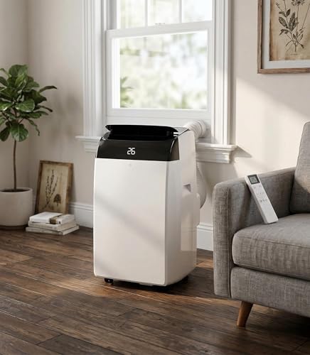 Portable Air Conditioner with 10000 BTU Cooling, 30L/Day Dehumidifier & Quiet Fan Modes. Energy A Rated for Rooms Up to 500 Sq Ft, Featuring Digital Display, Remote, 24H Timer & Easy-Roll Wheels