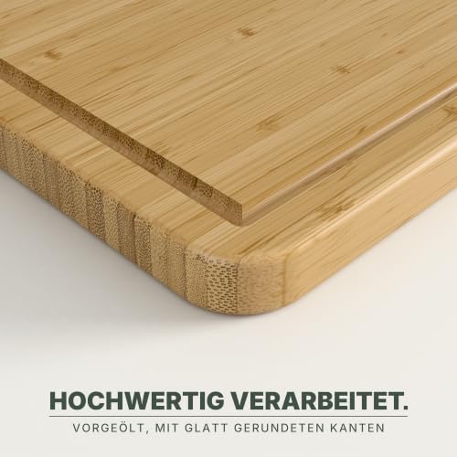 Foto von LARHN 2-in-1 Schneidebrett Holz & Serviertablett Bambus - 44x30x2 cm