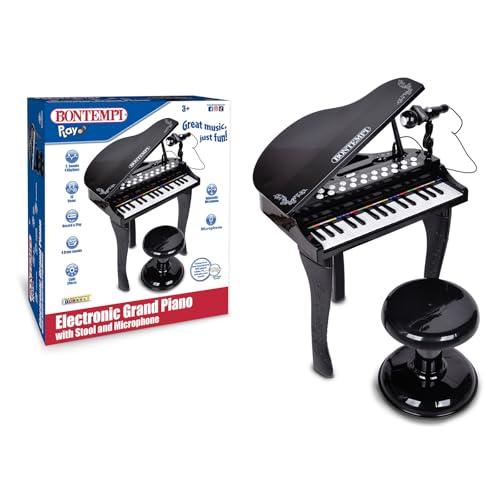 Bontempi | Pianoforte A Coda Elettronico 32 Tasti Con Microfono E Sgabello, Effetti Luminosi, 5 Suoni, 4 Ritmi, 19 Brani, 53X40X32 Cm - 2