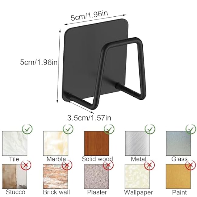 4Pcs Sponge Holder for Kitchen Sink, SUS304 Stainless Steel Dish Sponge Holder Strong Adhesive Sink Sponge Holder, Rustproof & Waterproof Kitchen Caddy, Black