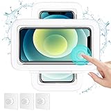 KUNSLUCK Shower Phone Holder Waterproof, 480° Rotation Shower Phone Mount, Anti-Fog HD Sensitive Touch Screen Phone Holder for Shower, Bathtub, Compatible with 4.7' - 6.8' Cell Phones（Pearl White）