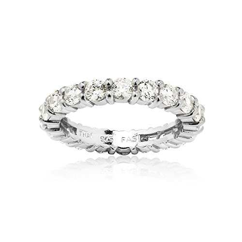 Hoops & Loops Sterling Silver Eternity Band Bridal Ring Created with AAA Zirconia, Size 9