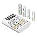 EBL 4 Slot Caricabatterie Indipendente per AA & AAA NI-MH Batterie Ricaricabili, FY-409 Caricatore+4 pcs 2800mAh AA Pile Ricaricabili e 4 pcs 1100mAh AAA Pile Ricaricabili