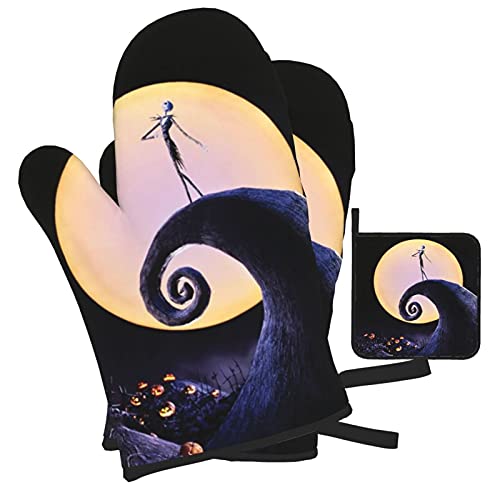 Christmas Oven Mitts And Potholders Bbq Gloves,Non-Slip Heat Resistant Kitchen Oven Mitts And Pot Holders For Cooking Baking Grilling (3-Piece Set) #TOP3