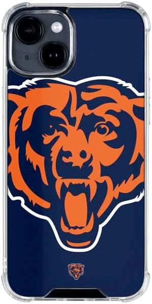 Skinit Funda transparente compatible con iPhone 15, diseño de logotipo grande de los Chicago Bears de la NFL con licencia oficial de los Chicago